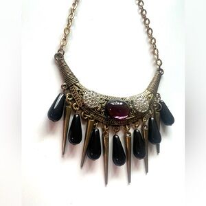 Urban outfitters Chic Gold and Black choker Teardrop Necklace goth spikes purple